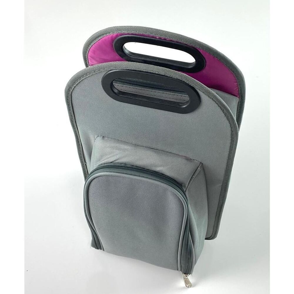 True Insulated Wine Carrier Tote Bag Gray Pink 9in L x 7in W x 17in H -7 pieces